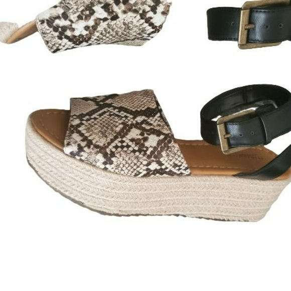 American Eagle Outfitters Womens Snakeskin Espadrille Platform Sandals Sz 8 NWOB - Picture 7 of 11